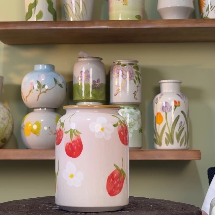 景德镇陶瓷手绘花瓶摆件无孔