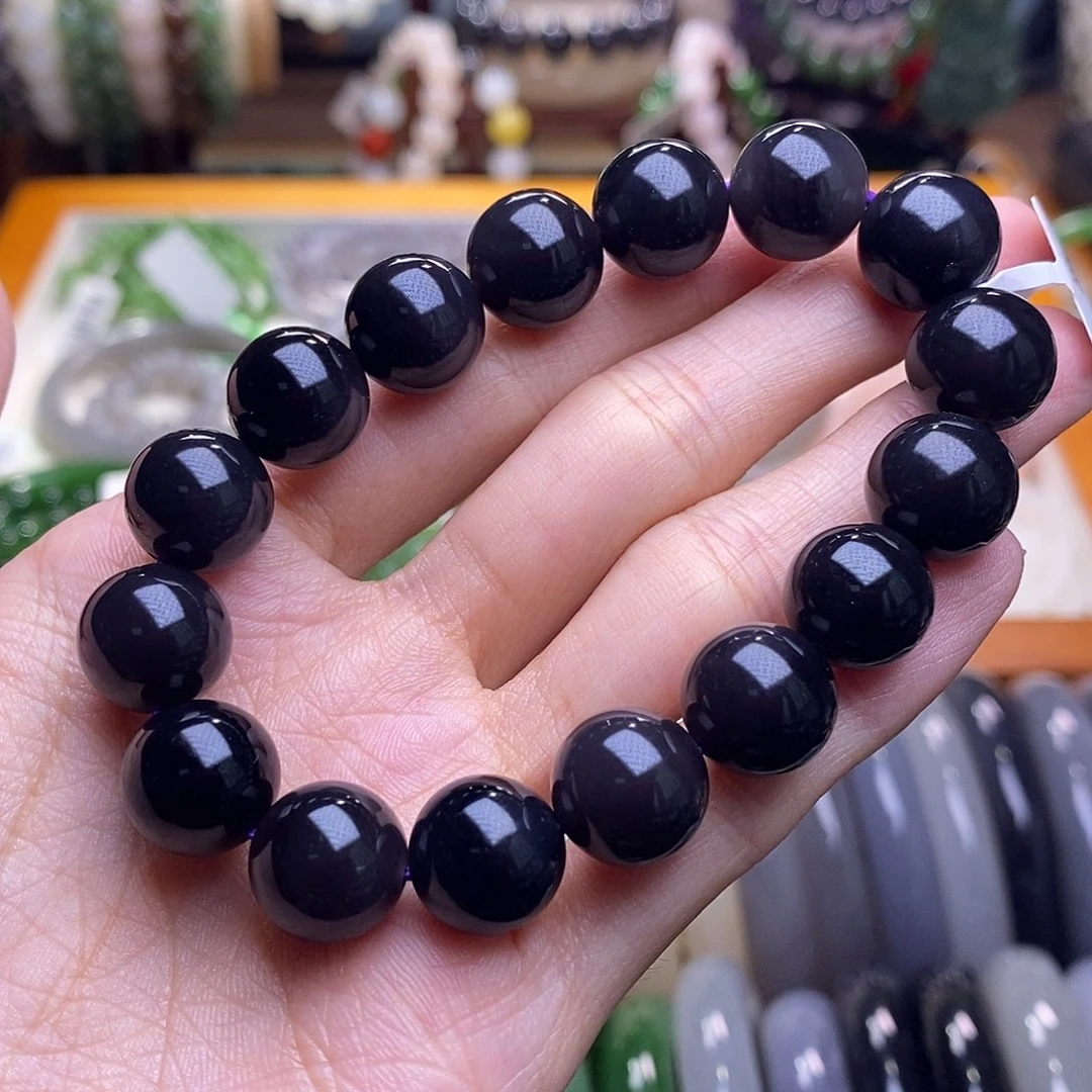 颈饰未镶嵌和田玉烟紫帝王紫手串12MM
