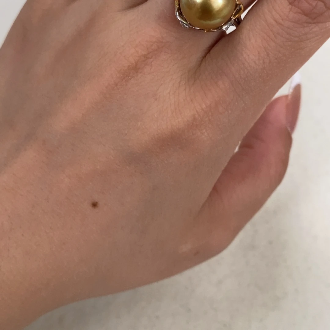 戒圈银S925镶嵌海水珍珠