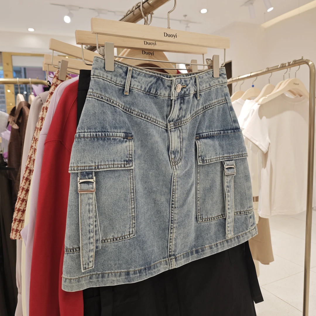 朵以2025新款A字裙半身裙牛仔短裙39BX611077