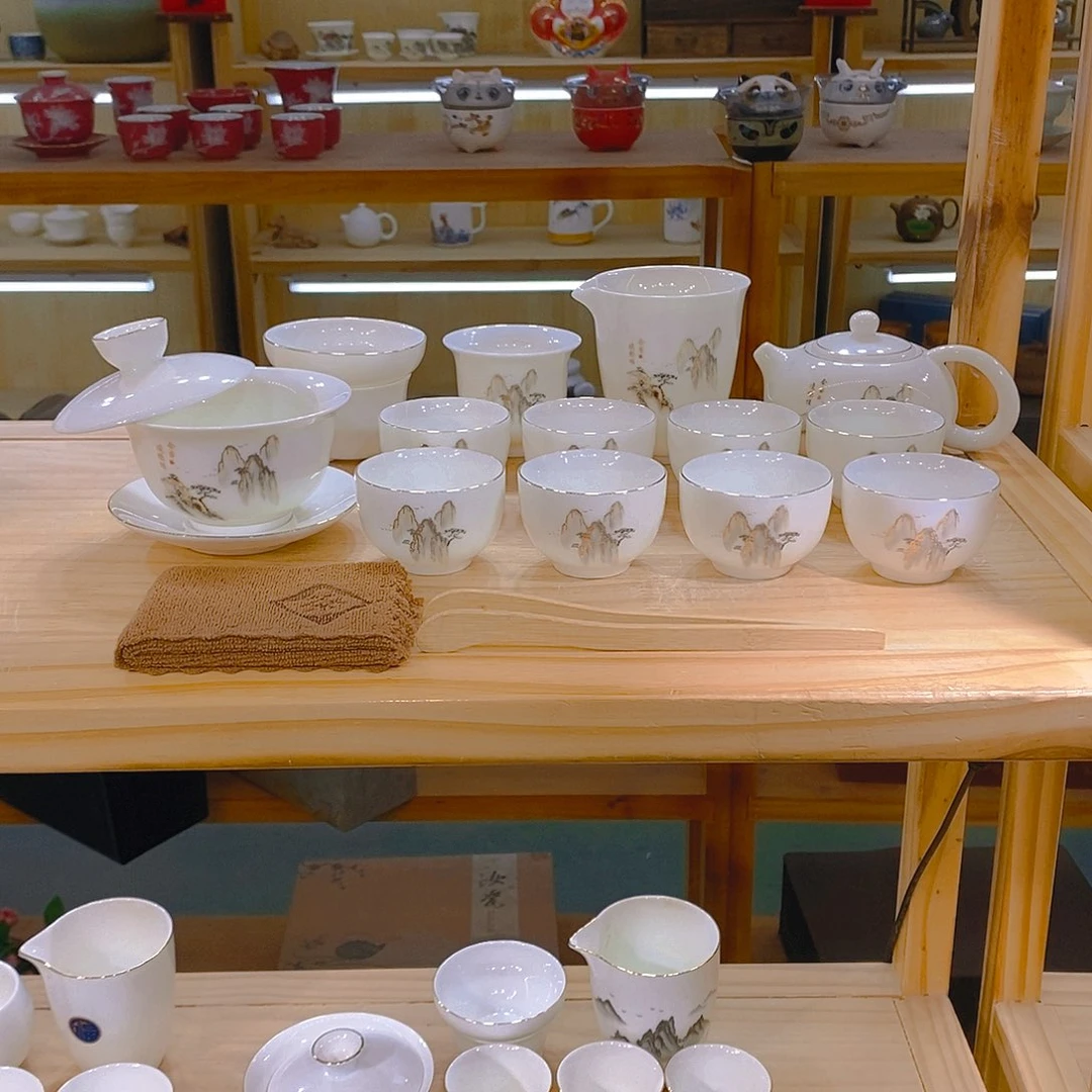 【不止】羊脂玉瓷茶具套装