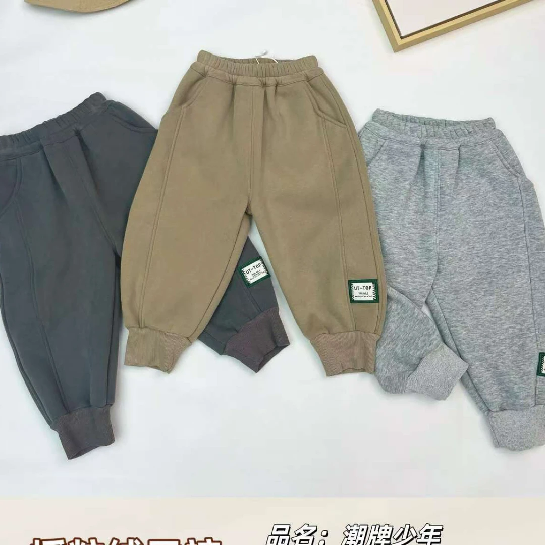 班纳日记 潮牌少年加绒卫裤77101（加绒）