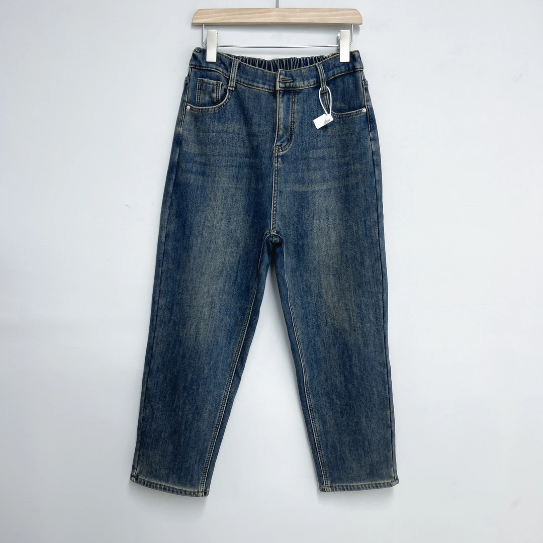 429冬季新品牛仔裤 时尚休闲加绒加厚宽松潮流直筒