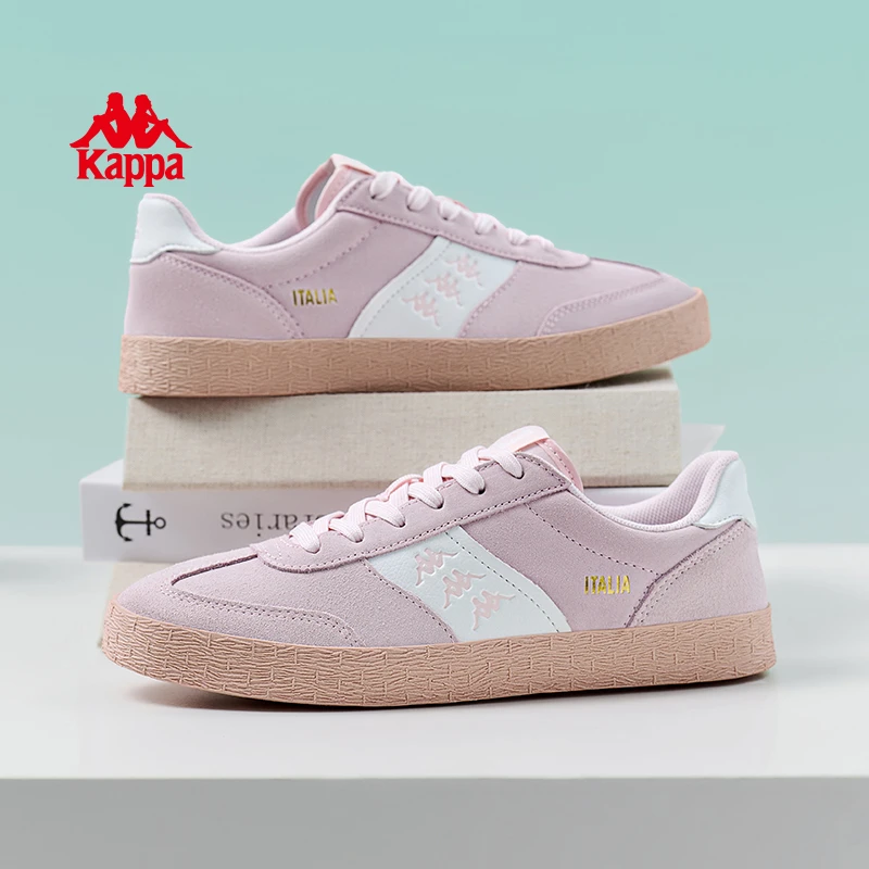 Kappa/卡帕粉色德训鞋秋季软底轻便休闲鞋背靠背百搭复古板鞋C06F