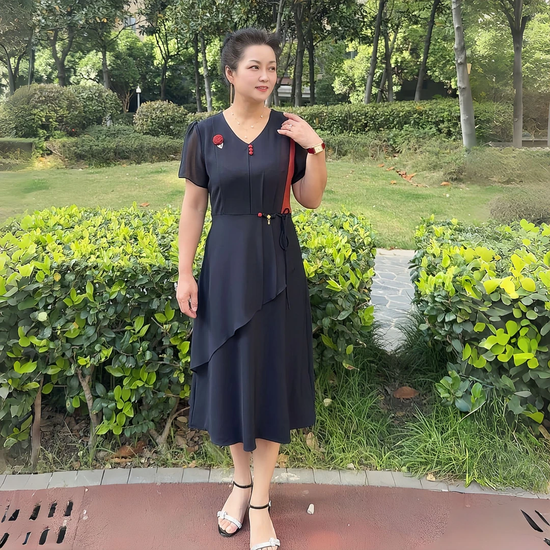 【福利品】中年妈妈夏装雪纺连衣裙母亲节女2025新款中老年气质裙子