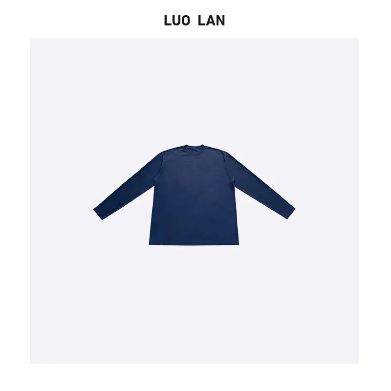 【ZHOU预】 极简净版休闲百搭圆领四季虫咬长袖T恤YLM00297