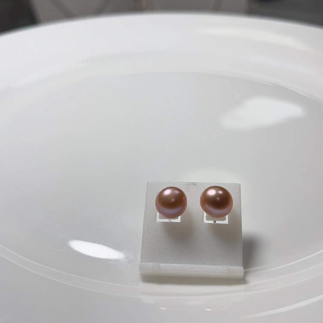 未镶嵌颈饰淡水珍珠8左右粉紫色耳饰