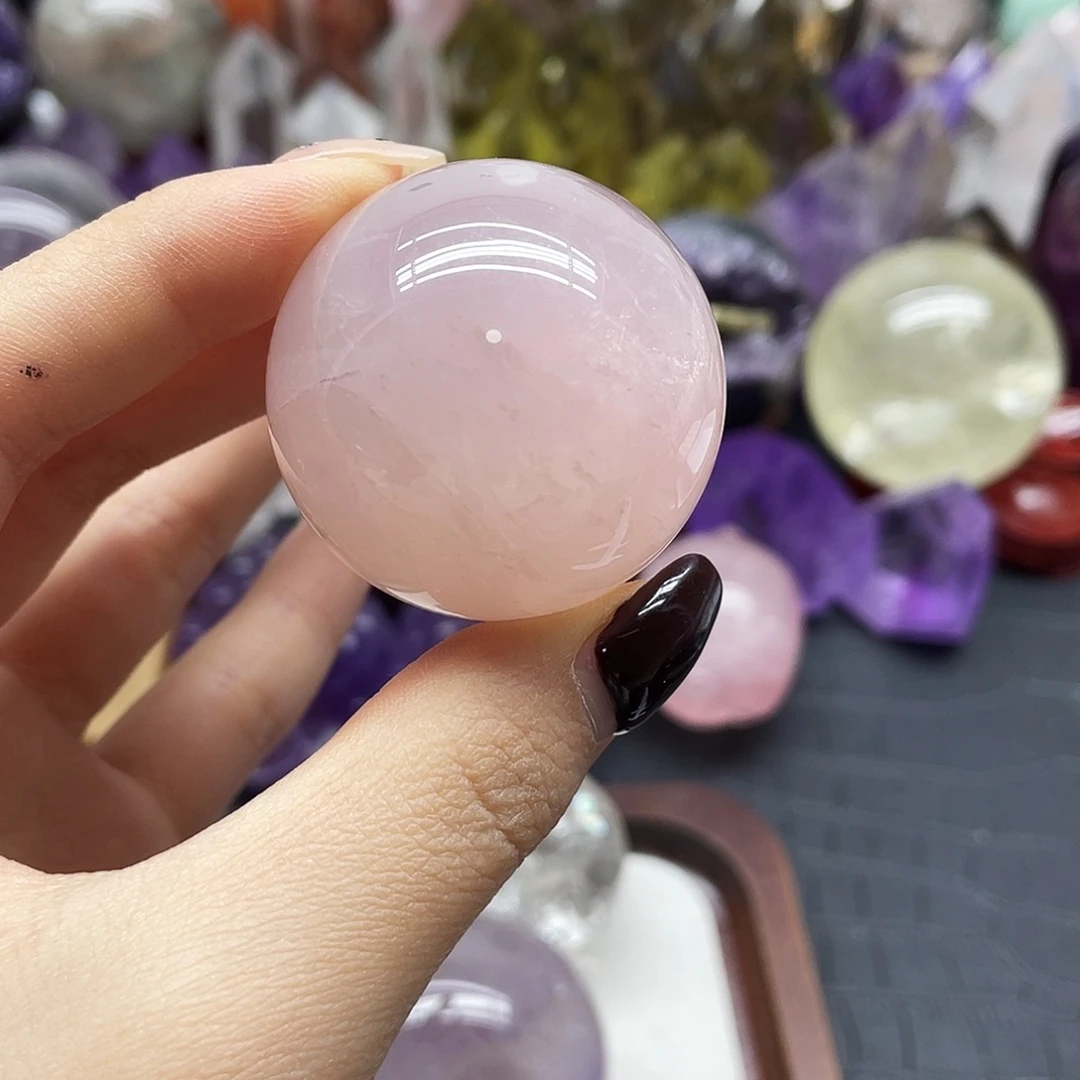 珠宝半成品未镶嵌水晶45粉晶39mm