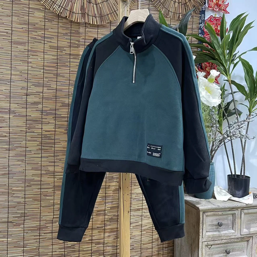 19418新款秋冬加绒休闲百搭套装