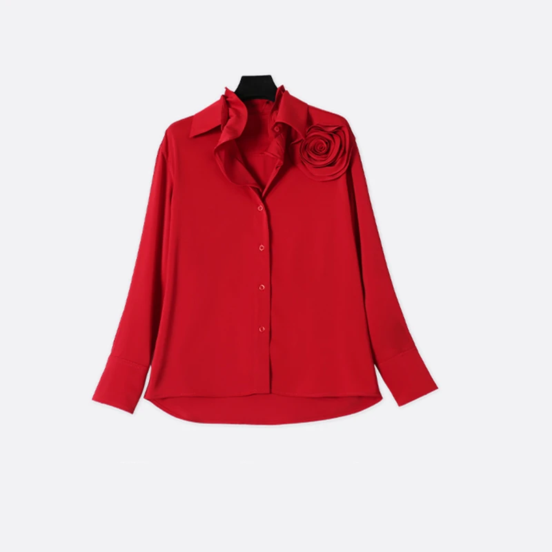 CELLENDI气质时尚设计感春夏女装长袖衬衣百搭显瘦女士衬衫15025