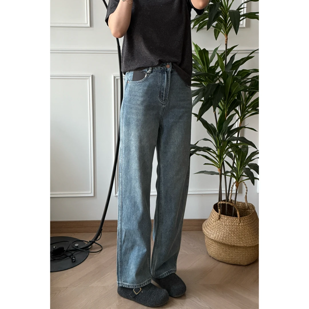 美亚恩NANA春秋窄版直筒牛仔裤高腰显瘦Q0017