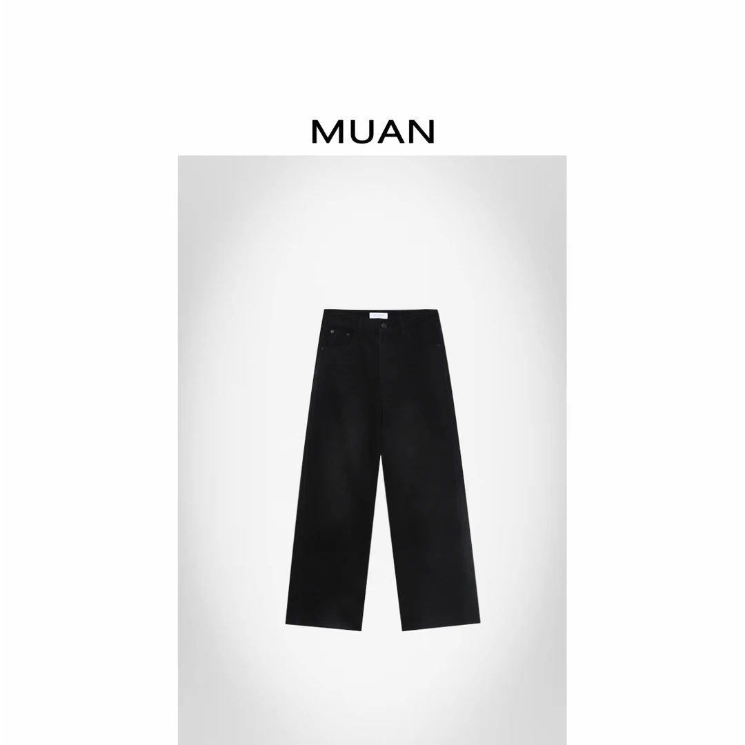 木岸MUAN:《小红标黑牛》定制复古结构感宽松高级长裤女CQ-KW-8827