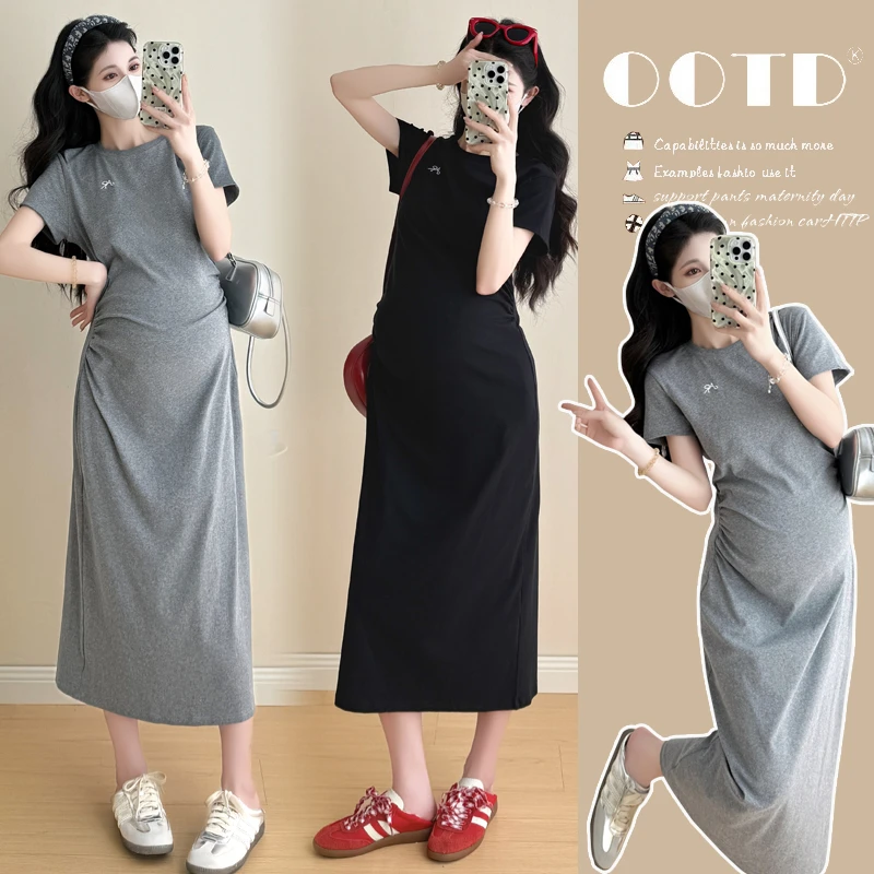 「圈圈优选」2025新款夏季气质孕妇连衣裙休闲显瘦独特漂亮刺绣夏装