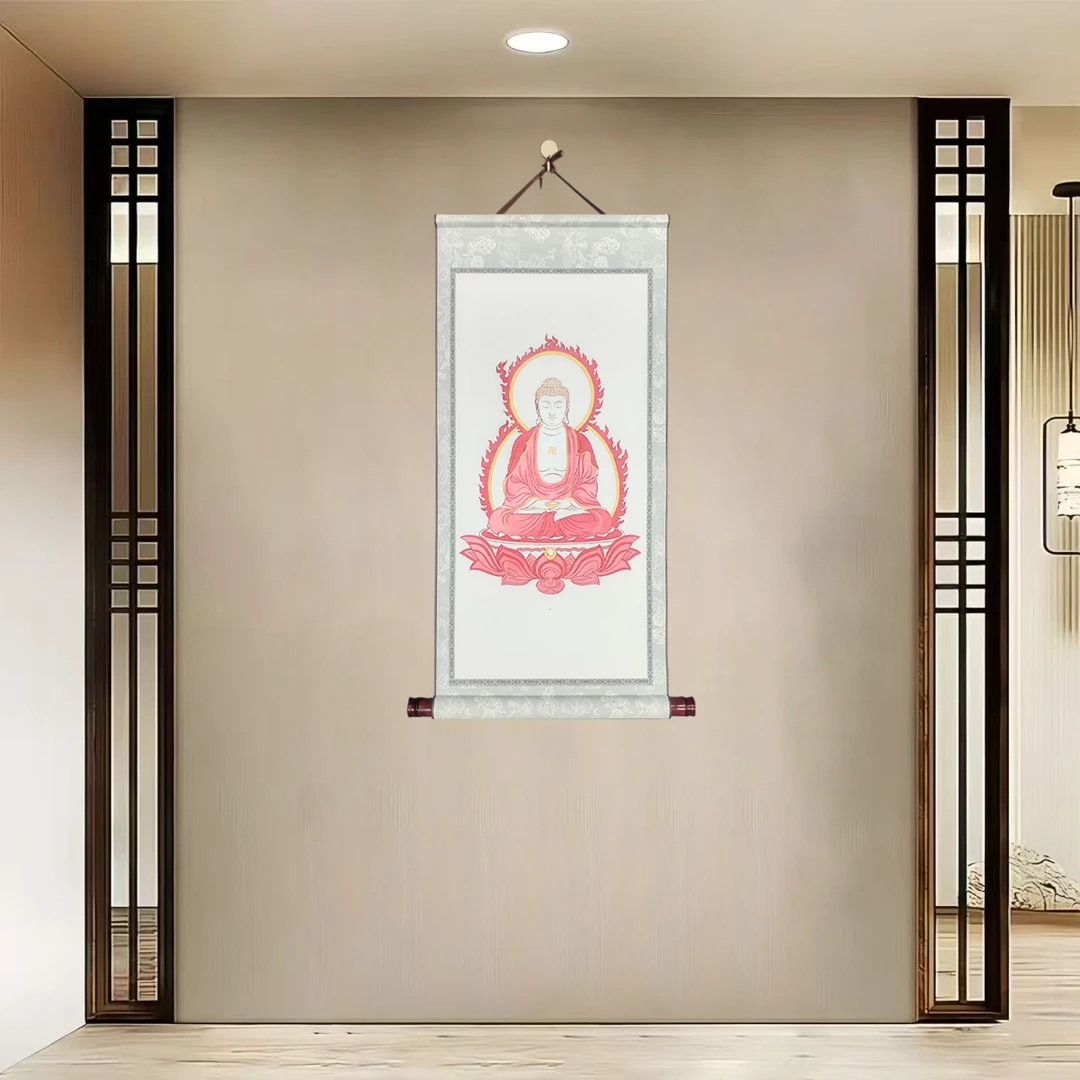 生肖阿弥陀佛{狗猪}精装裱版卷轴净尺寸40x85cm