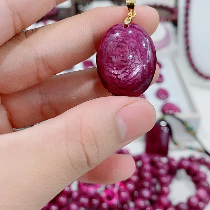 吊坠银S925镶嵌红宝石