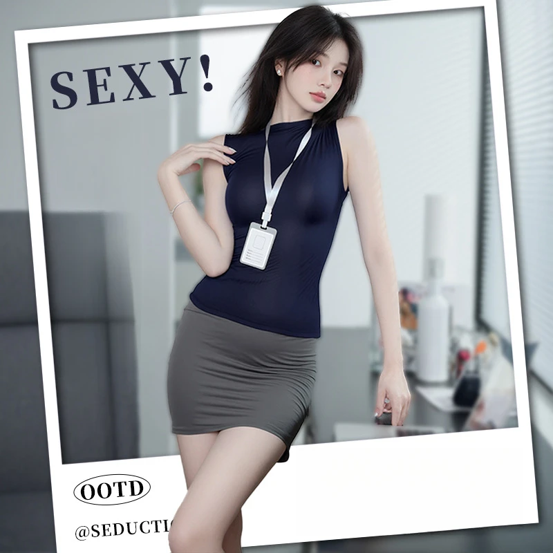 性感御姐风秘书空姐制服套装ol纯欲辣妹内衣女御姐无袖包臀裙8369