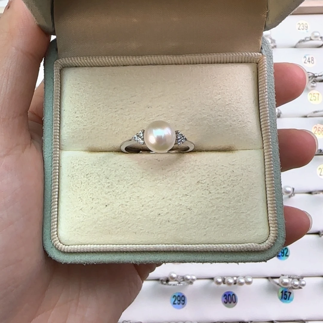 淡水珍珠戒指银S925镶嵌