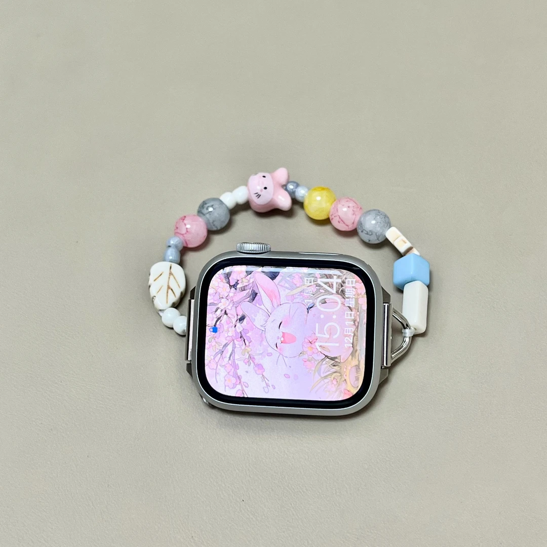 瑞馨宜小清新彩色陶瓷猫咪适用iwatch表带S10苹果手表applewatch