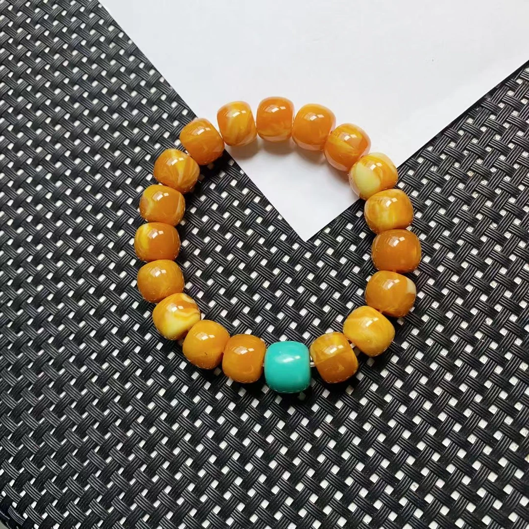 A846黄密桶珠手链12M