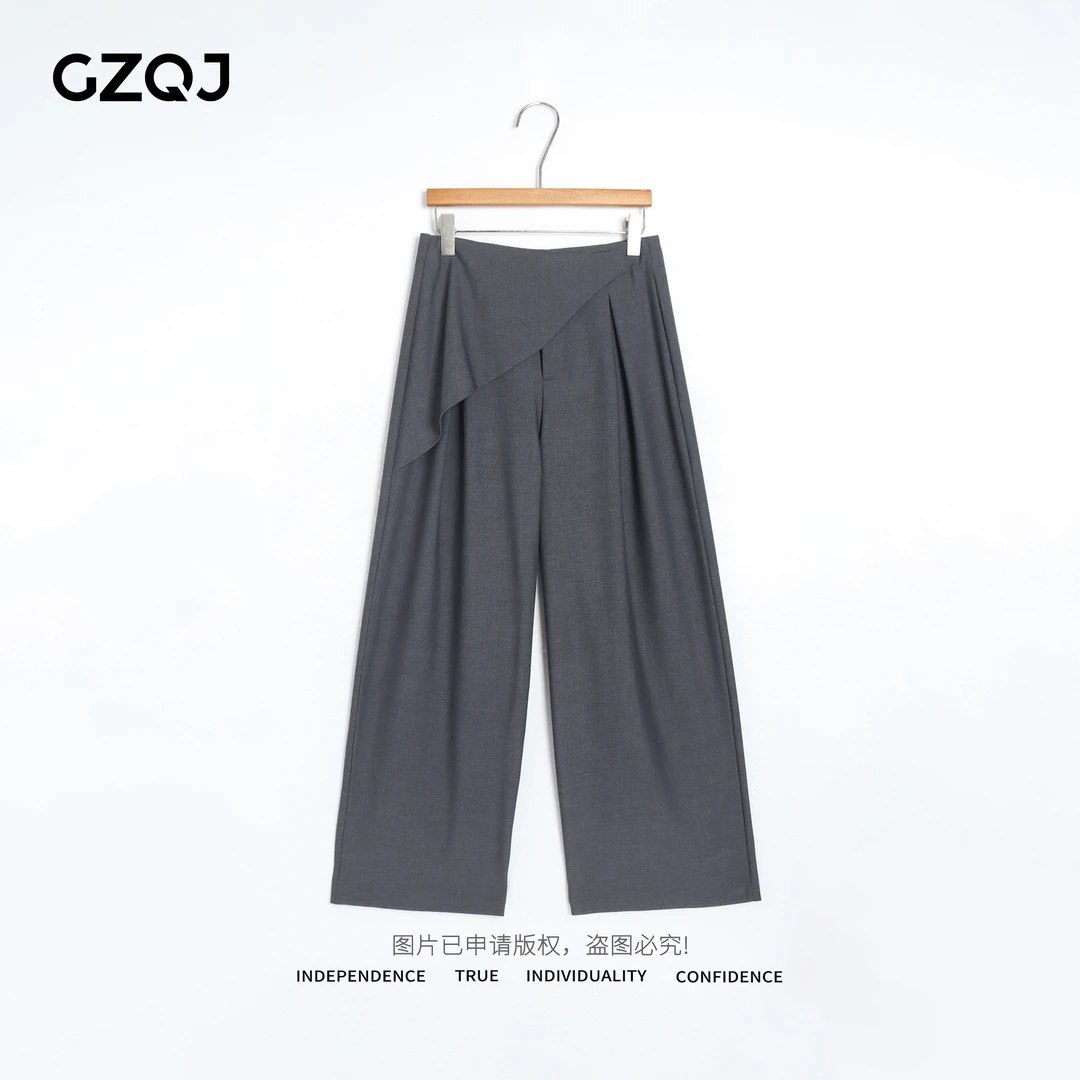 老琴私服【高级感通勤】琥珀流光风灰色高腰显瘦西装阔腿长裤女7328