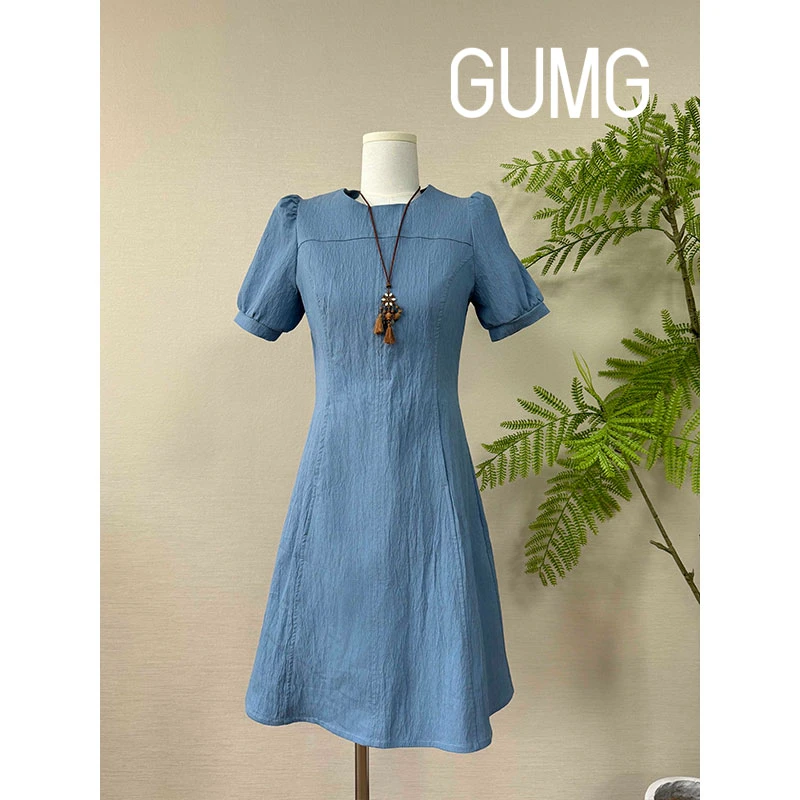 【女装优选】GUMG-夏季收腰泡泡袖纯色短裙GM20134