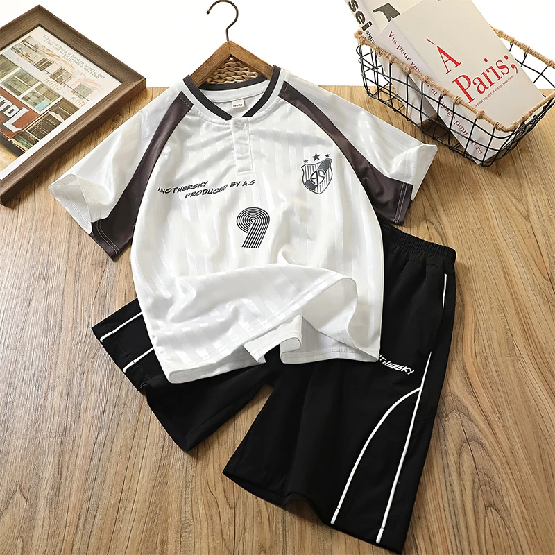 男童篮球服套装2025夏装儿童帅气印花速干短袖短裤运动服两件套潮