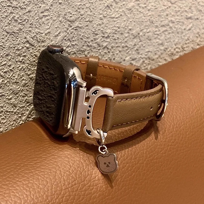 原创小熊适用华为fit4手表watch fit321表带真皮质男女新款高级夏