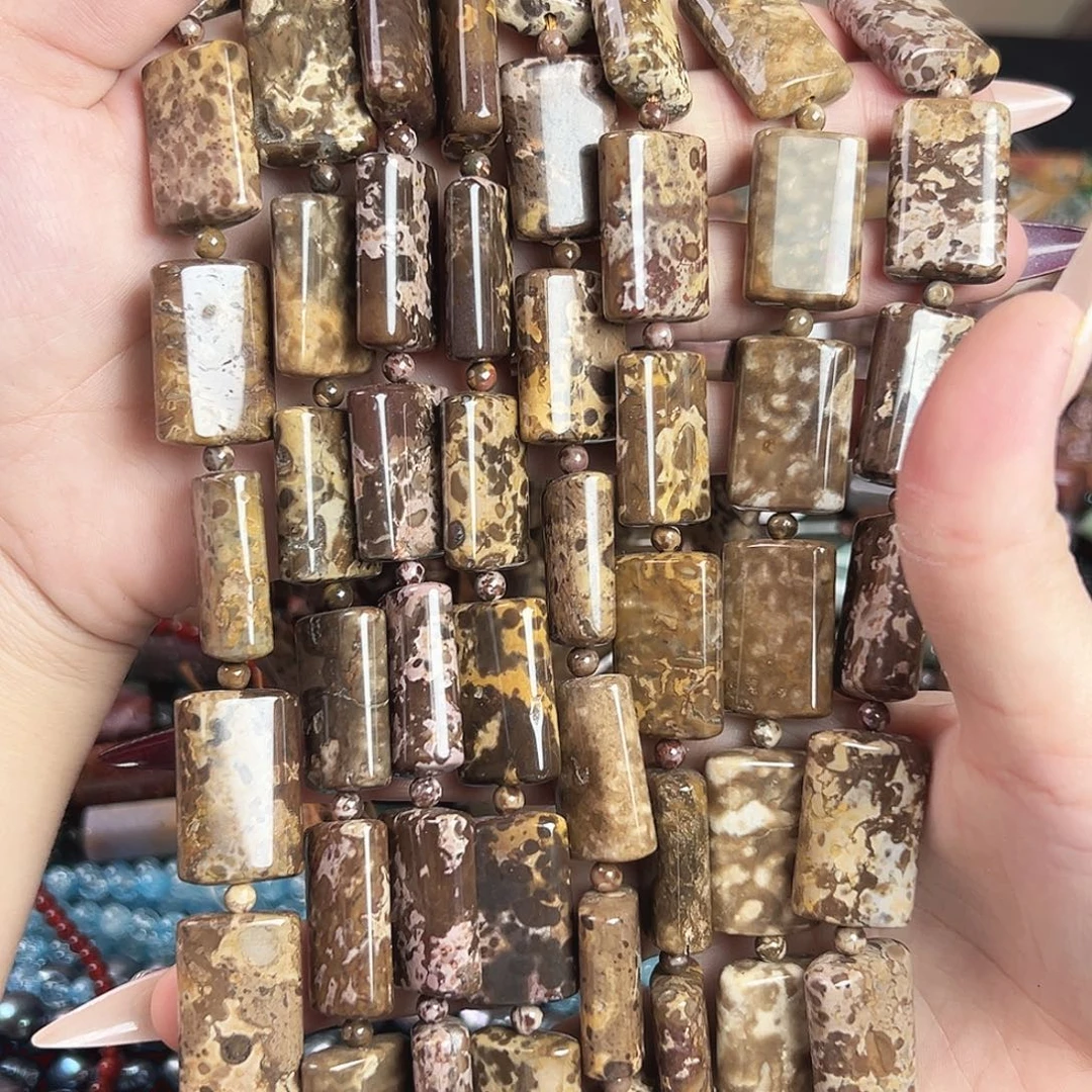 玛瑙/玉髓合金珠宝半成品b248 16*25m 豹纹天然玛瑙方牌一条