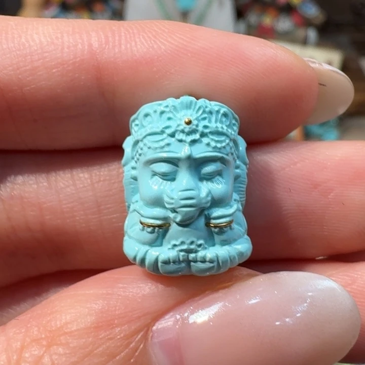 绿松石未镶嵌象神雕刻件