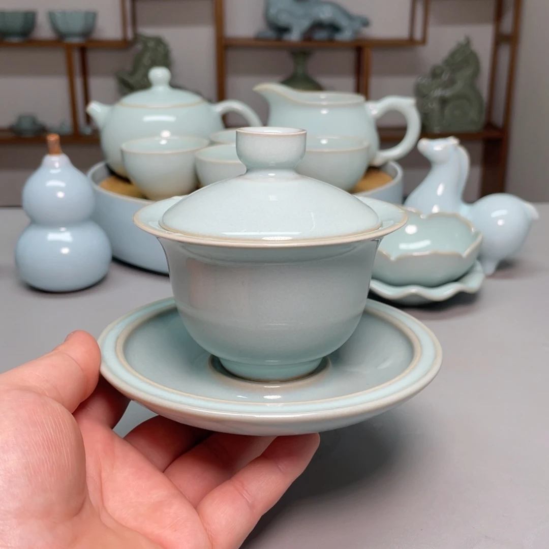 瓷赵琳老师玉兰盖碗带礼盒