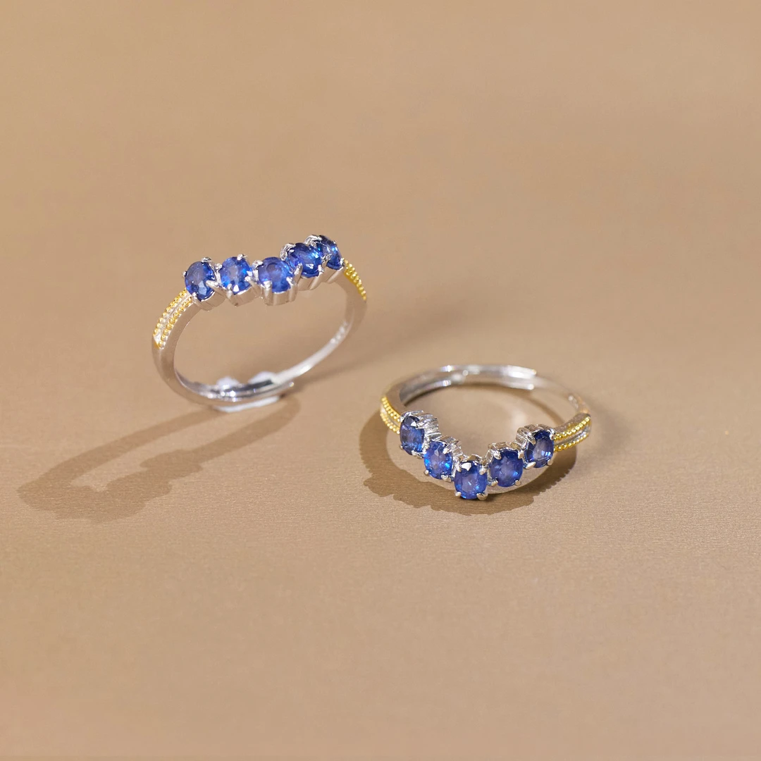 玉峰珠宝【安娜】蓝宝石戒指925银【N3750】多样性发一