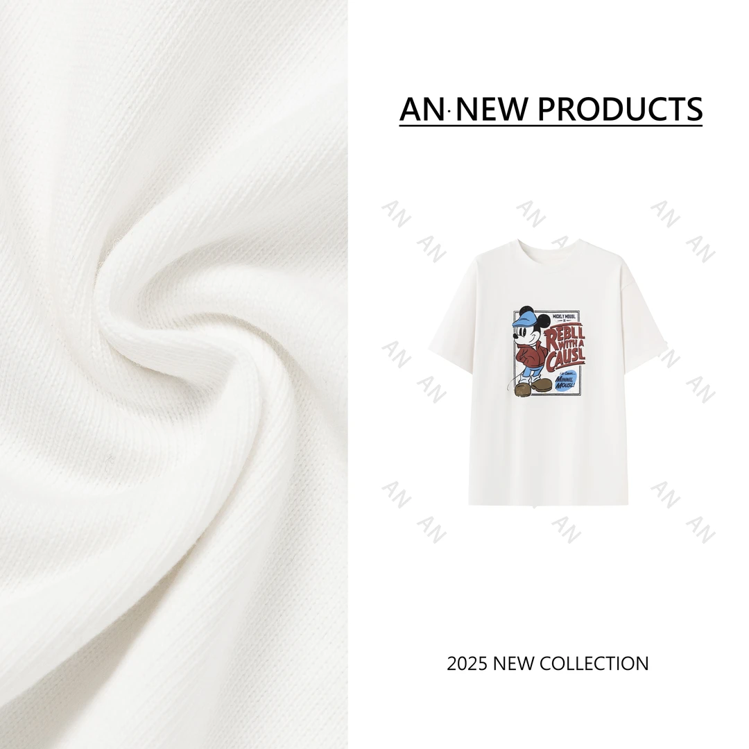 C02190春季新款可爱时尚休闲宽松圆领字母卡通图案T恤