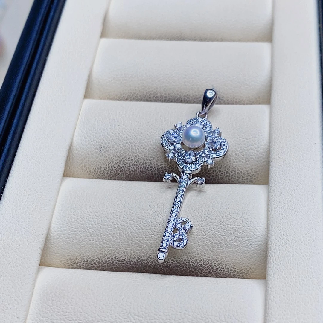 吊坠(不含链)银S925镶嵌淡水珍珠