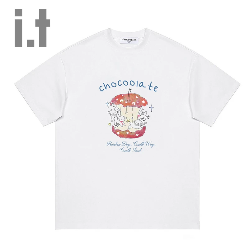 i.t:CHOCOOLATE纯棉趣味小清新苹果印花短袖T恤女夏季新款上衣
