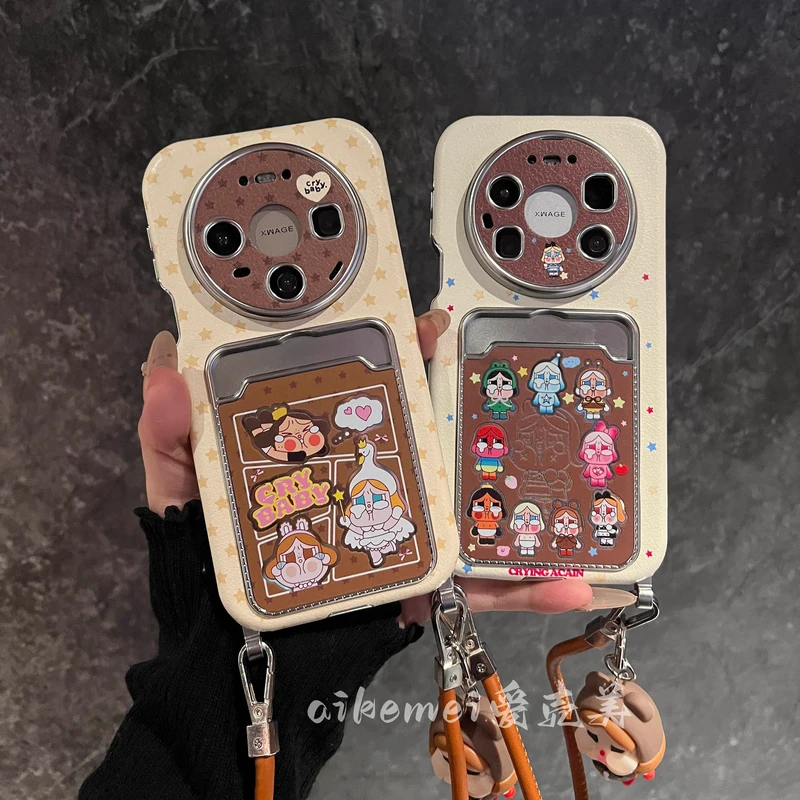 卡通哭泣女孩卡包适用华为mate80promax手机壳韩风ins小众mate80p