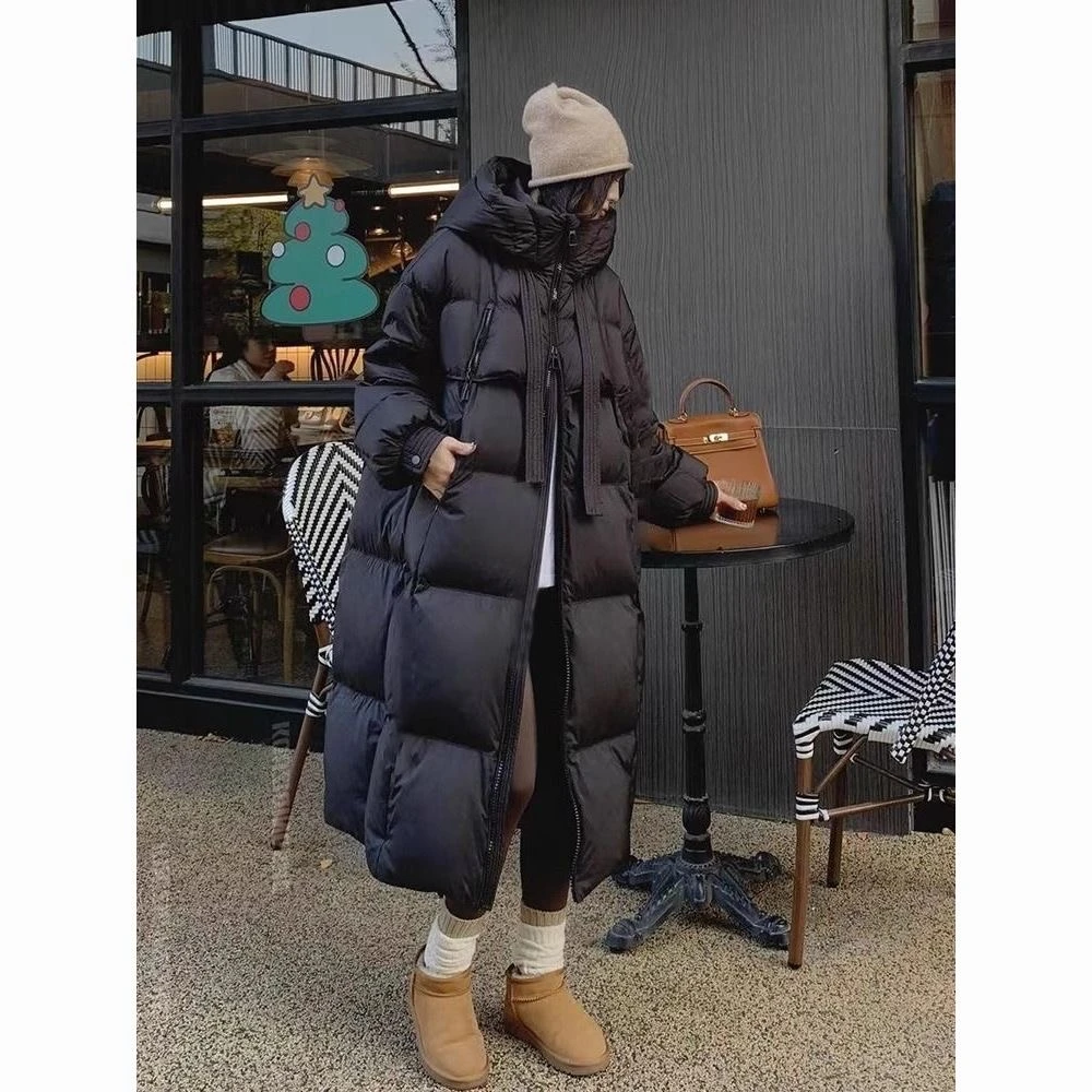 2025新款白鸭绒羽绒服反季飘带大被子时尚保暖外套