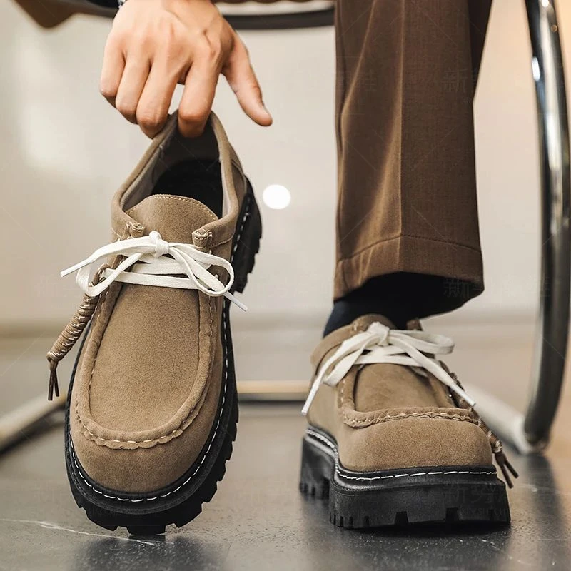 cleanfit德比鞋袋鼠鞋男款秋冬新款厚底增高复古英伦慵懒风勃肯鞋