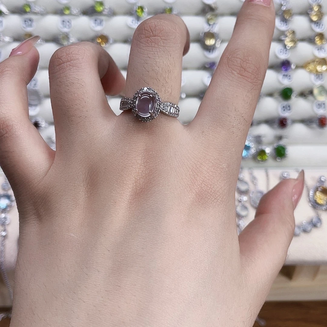 芙蓉石戒指银S925镶嵌