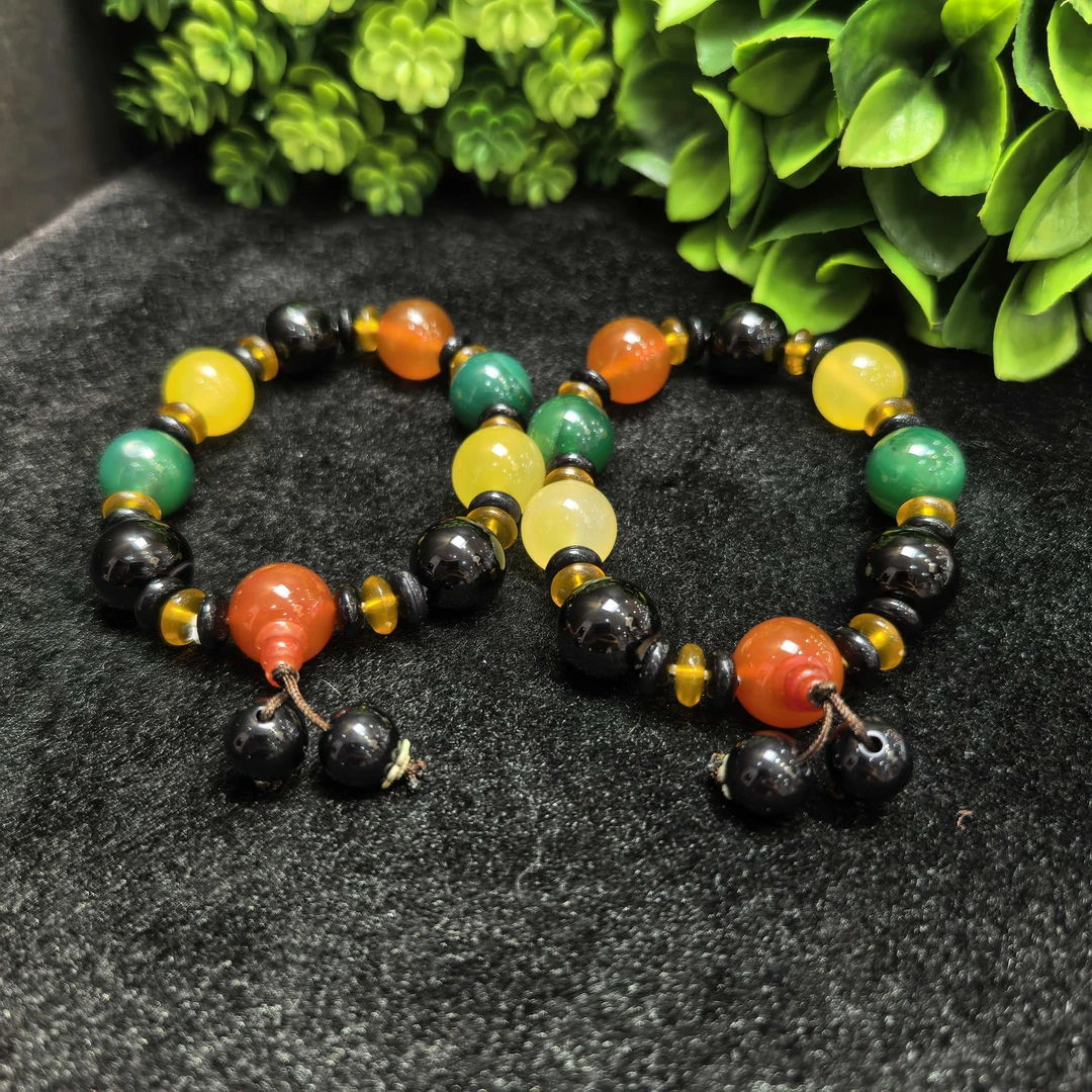 面面来财珠宝S1050三元仙草龙纹石玛瑙手串-多样性发货只发一件