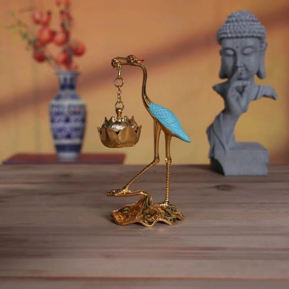 祥云精致红顶垂吊倒流仙鹤沉香香炉家用室内莲花悬挂吊炉摆件