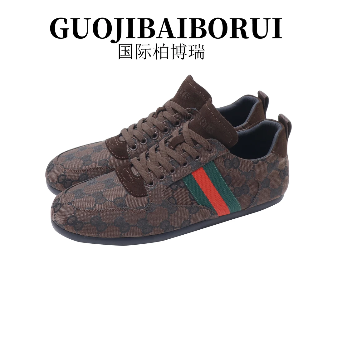 国际柏博瑞潮鞋男款夏季低帮透气软底舒适棕色时尚休闲鞋潮流百搭
