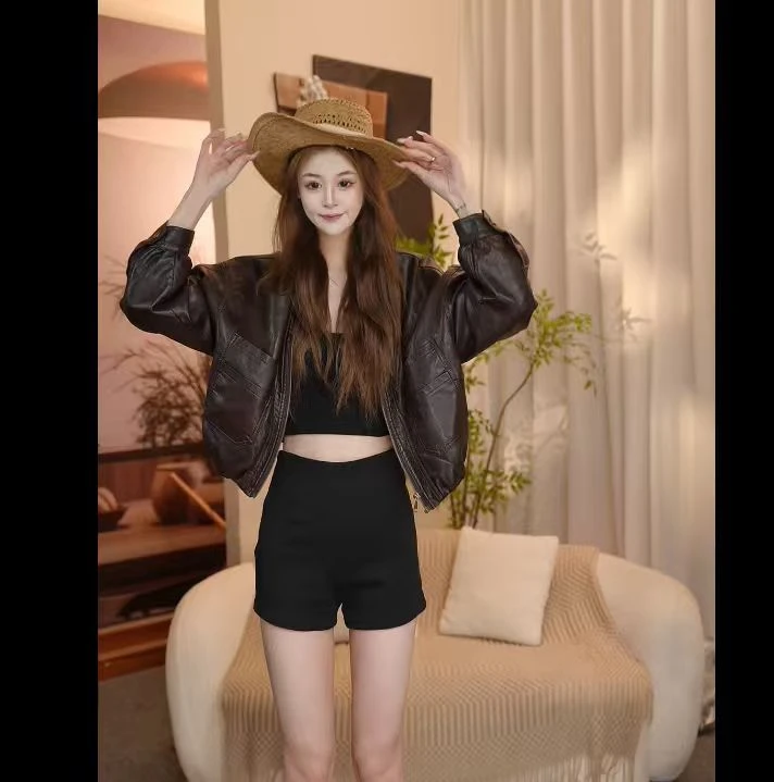 [嘉嘉]25冬季新款海宁女款加棉真皮绵羊皮夹克加厚时尚短款