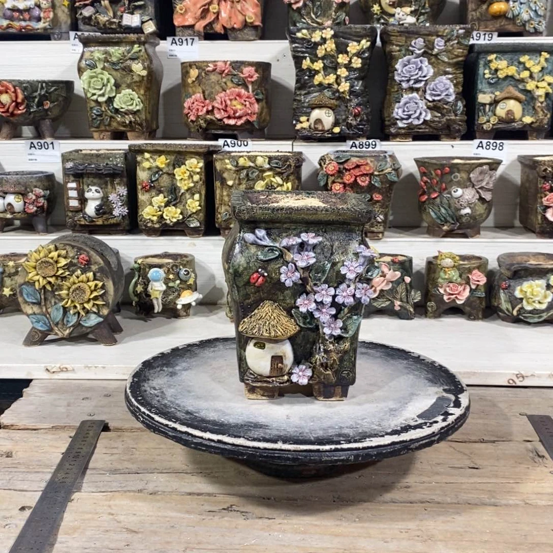 红陶青藤花器多肉花盆