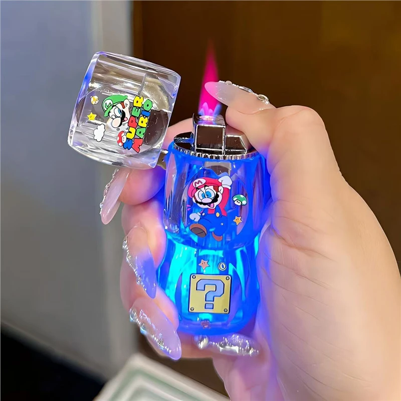 【】透明发光骰子防风卡通棋牌图案炫酷自带筛子