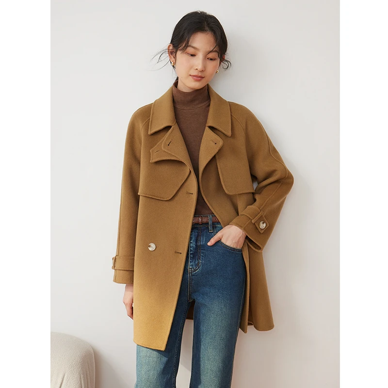 清仓【1027】短款风衣款双面呢大衣