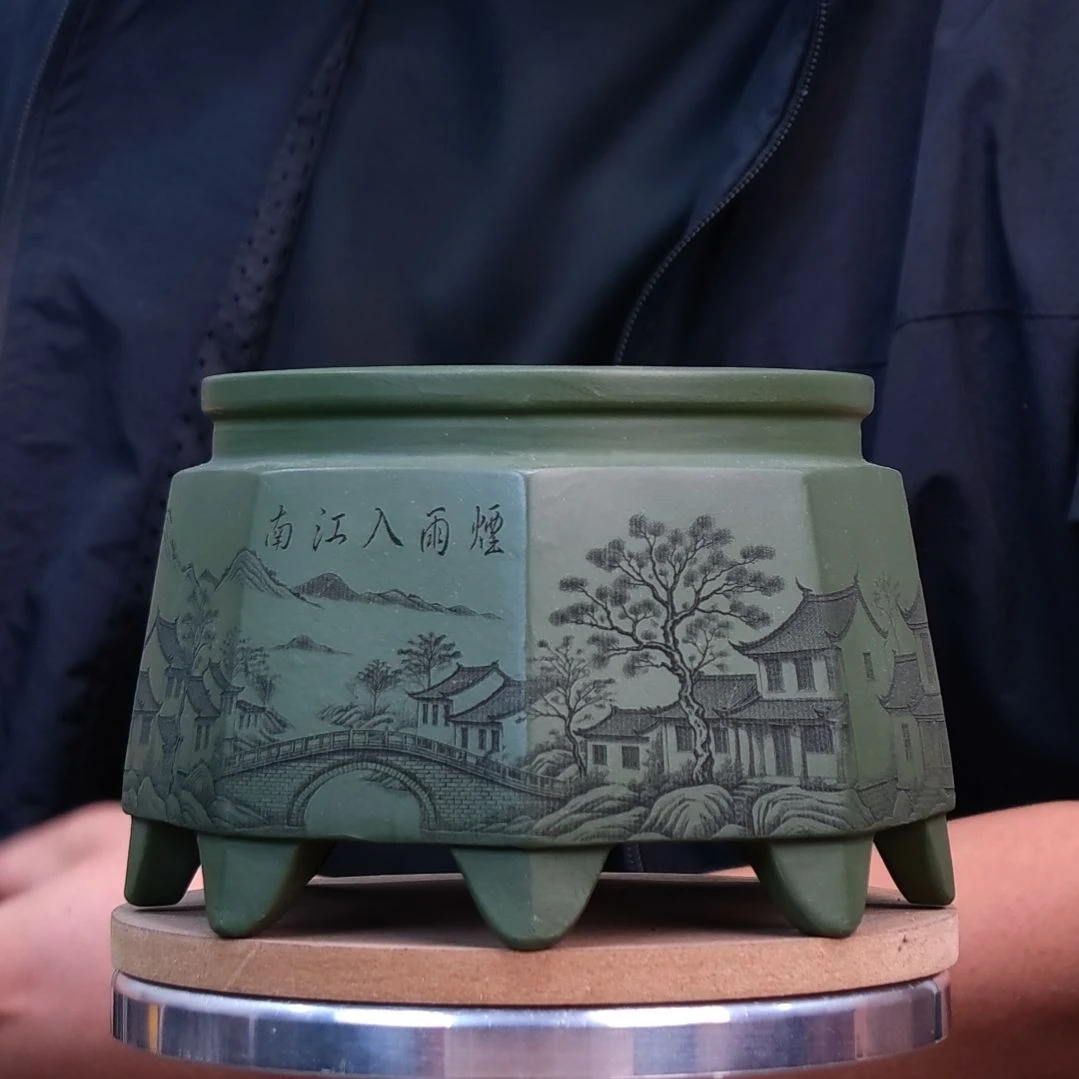 紫砂花盆同喜同喜