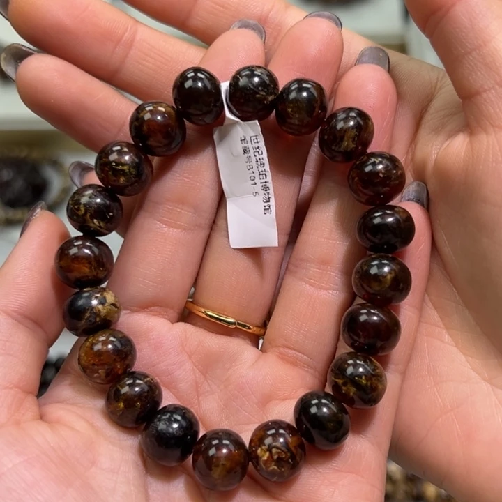 琥珀未镶嵌裸石抚顺琥珀花蜡11m