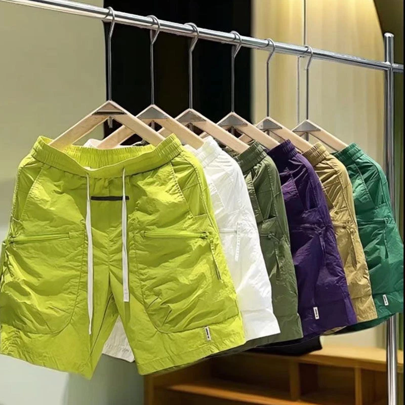 夏季新款男士速干短裤潮流休闲透气五分裤时尚运动沙滩裤工装风格