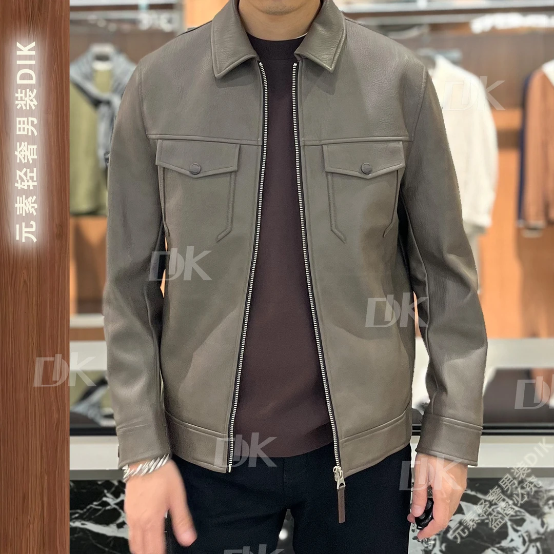 男士秋冬季翻领夹克四季通用皮衣商务休闲老钱风JK9301