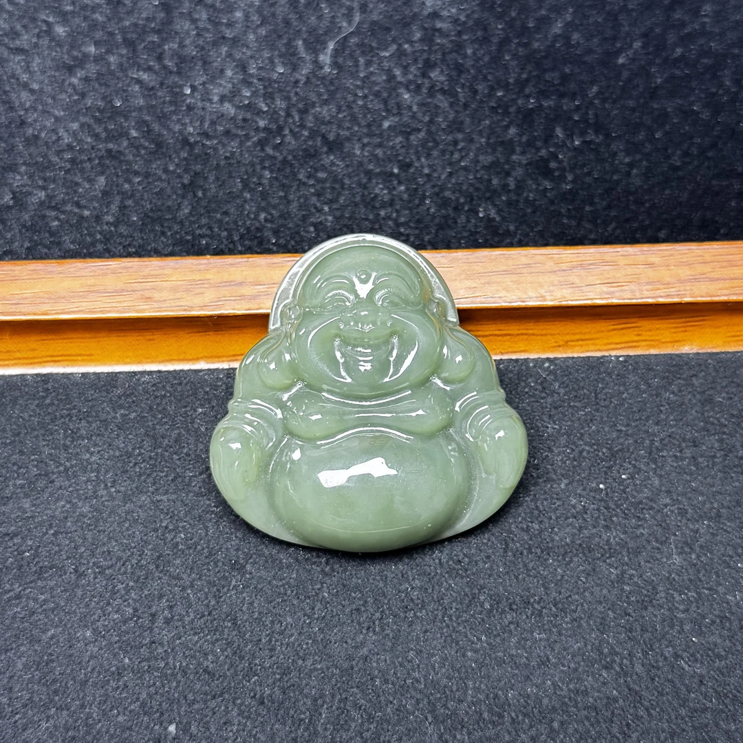 翡悦甄选 天然和田玉湖水绿精品大肚弥勒佛44mm FY-F03